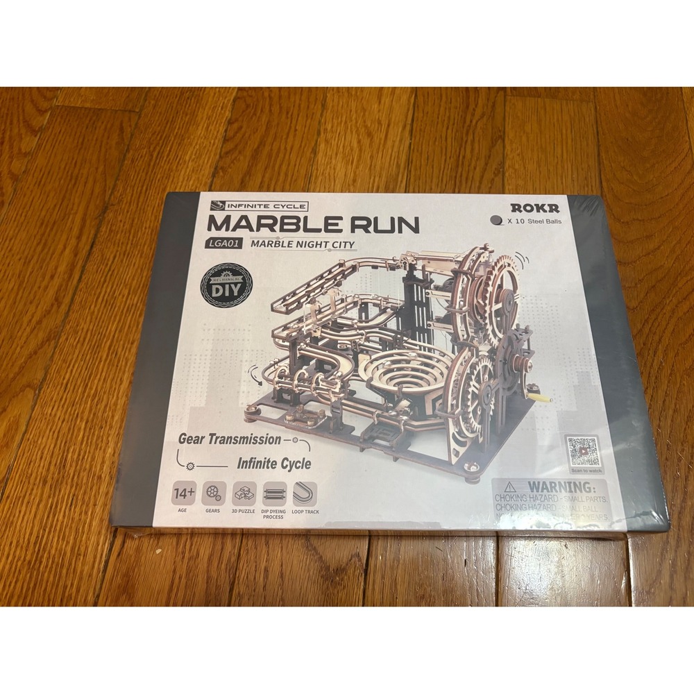 ROKR Marble Night City LGA01 3D Wooden Puzzle Mechanical Marble Run DIY Kit NEW